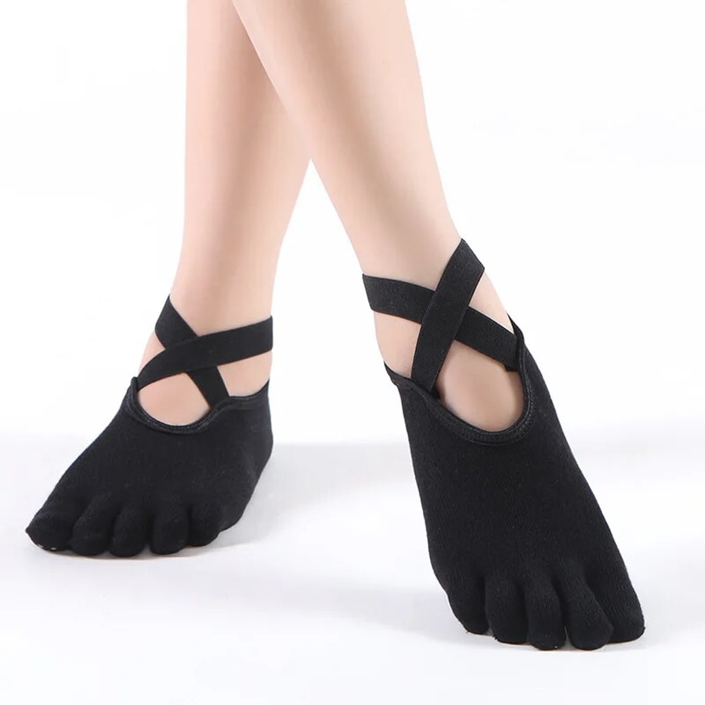Comfortable Women Breathable Yoga Socks Five Toe Silicone NonSlip Bandage Pilates Socks For Ballet 11
