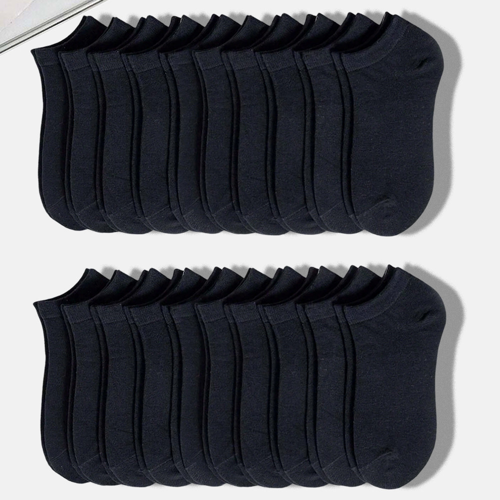 HighQuality Men Solid Black Ankle Socks Breathable Antibacterial Anti Odor Fashionable Versatile Ca 6