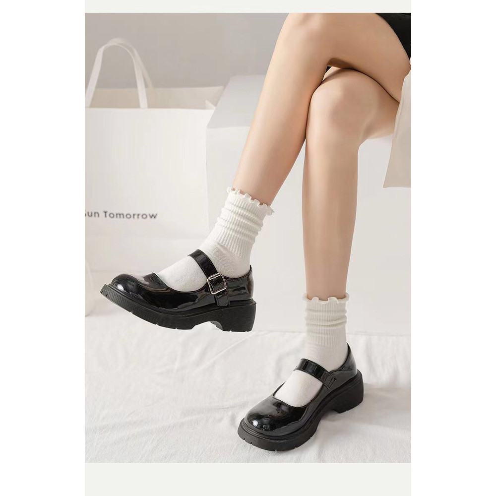 Breathable Ruffle Socks For Women Middle Tube Short Ankle Black  White Set For Spring And Autumn We 0