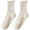 Breathable Ruffle Socks For Women Middle Tube Short Ankle Black  White Set For Spring And Autumn We 2