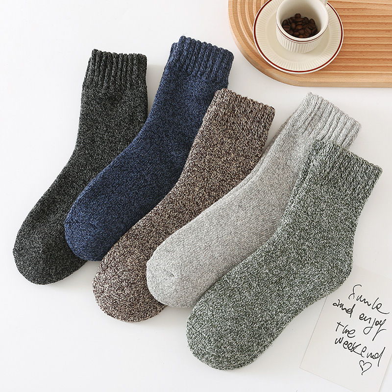 Blended Cashmere Mens MidCalf Thermal Terry Socks Thick Winter FleeceLined Towel Socks For Ultimate 0