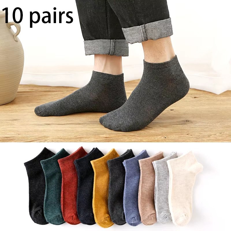 High Quality Cotton Men Socks Pack Lightweight Breathable Sock Set Durable Black Ankle Short Socks 8