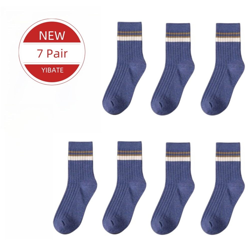 High-Quality Harajuku Retro Mens Striped Socks, Fashionable Casual Long Socks for Men, Comfortable Large Size