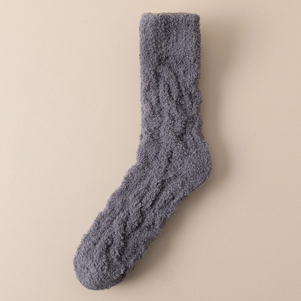 Mens Thick Warm Winter Socks HighQuality Coral Fleece Thermal Cozy Middle Tube Fluffy Sleeping Sock 8