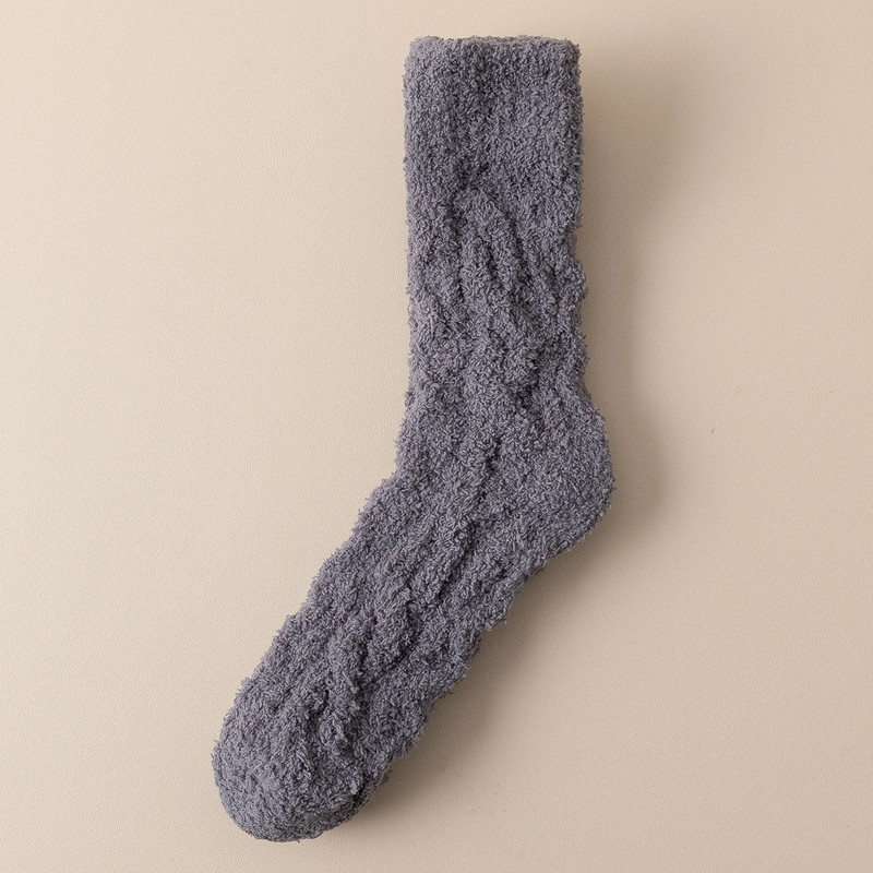Mens Thick Warm Winter Socks HighQuality Coral Fleece Thermal Cozy Middle Tube Fluffy Sleeping Sock 8