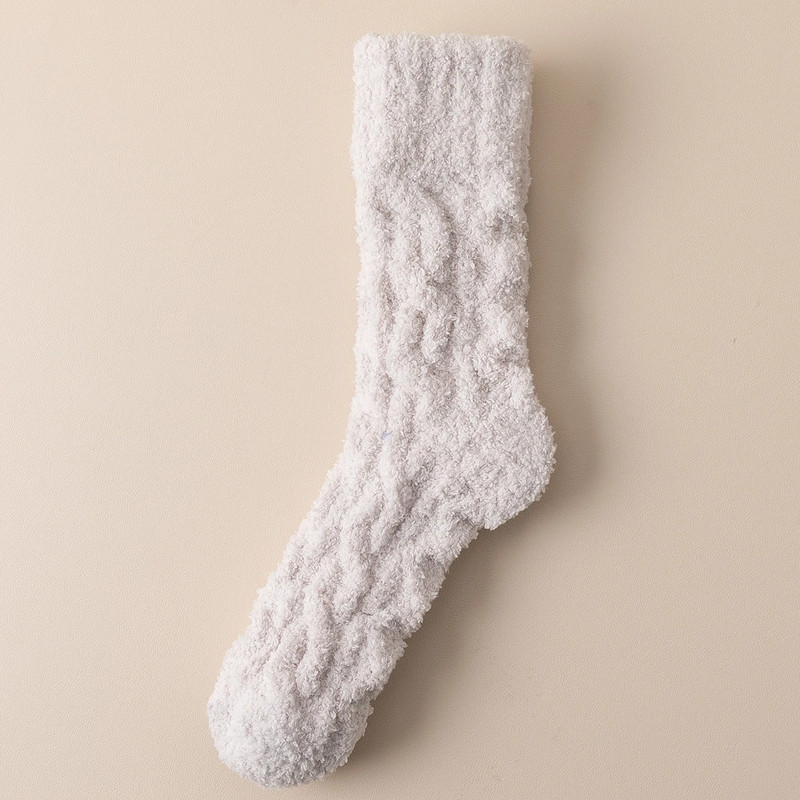 Mens Thick Warm Winter Socks HighQuality Coral Fleece Thermal Cozy Middle Tube Fluffy Sleeping Sock 9