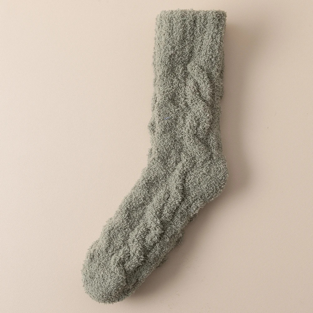 Mens Thick Warm Winter Socks HighQuality Coral Fleece Thermal Cozy Middle Tube Fluffy Sleeping Sock 11