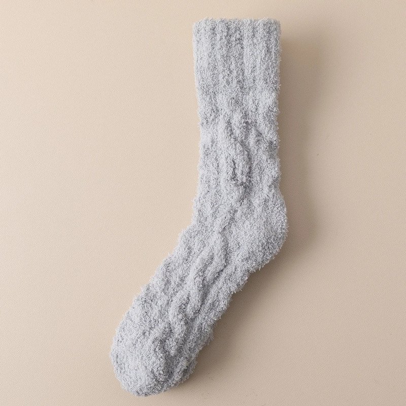 Mens Thick Warm Winter Socks HighQuality Coral Fleece Thermal Cozy Middle Tube Fluffy Sleeping Sock 12