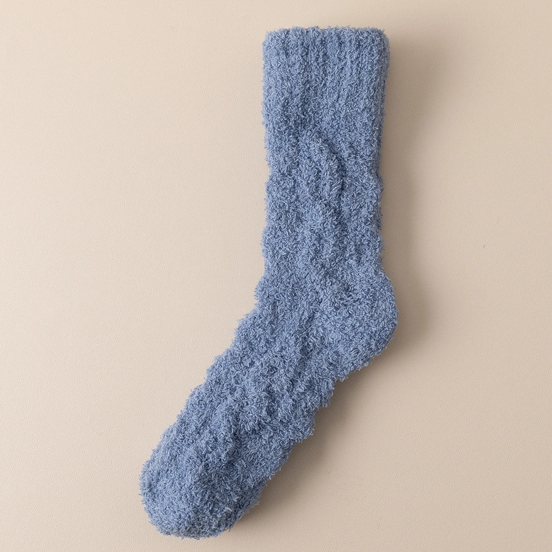 Mens Thick Warm Winter Socks HighQuality Coral Fleece Thermal Cozy Middle Tube Fluffy Sleeping Sock 13