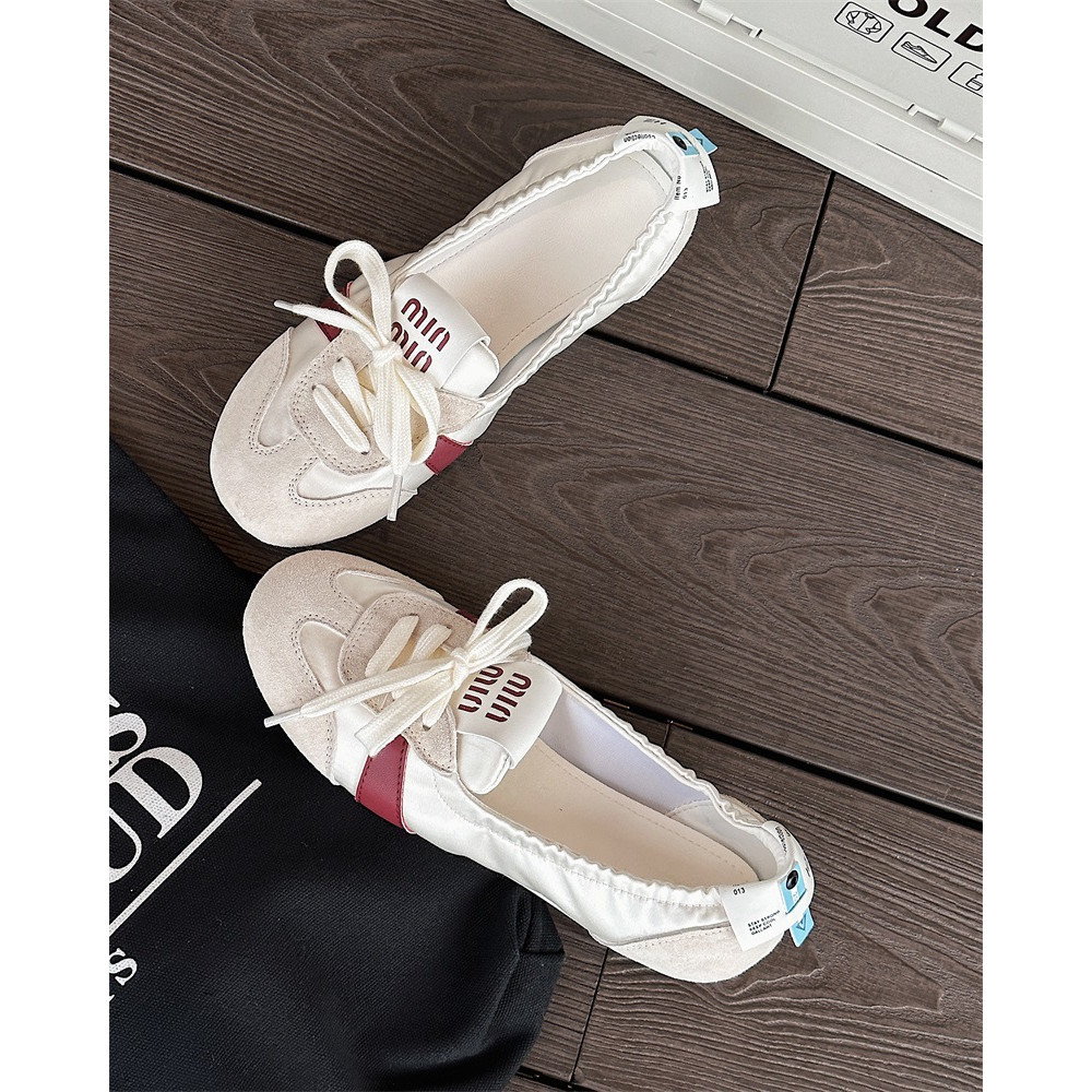 Fashionable And Versatile Womens Summer Casual Ballet Shoes Lightweight White Trainer Flats In Smal 6