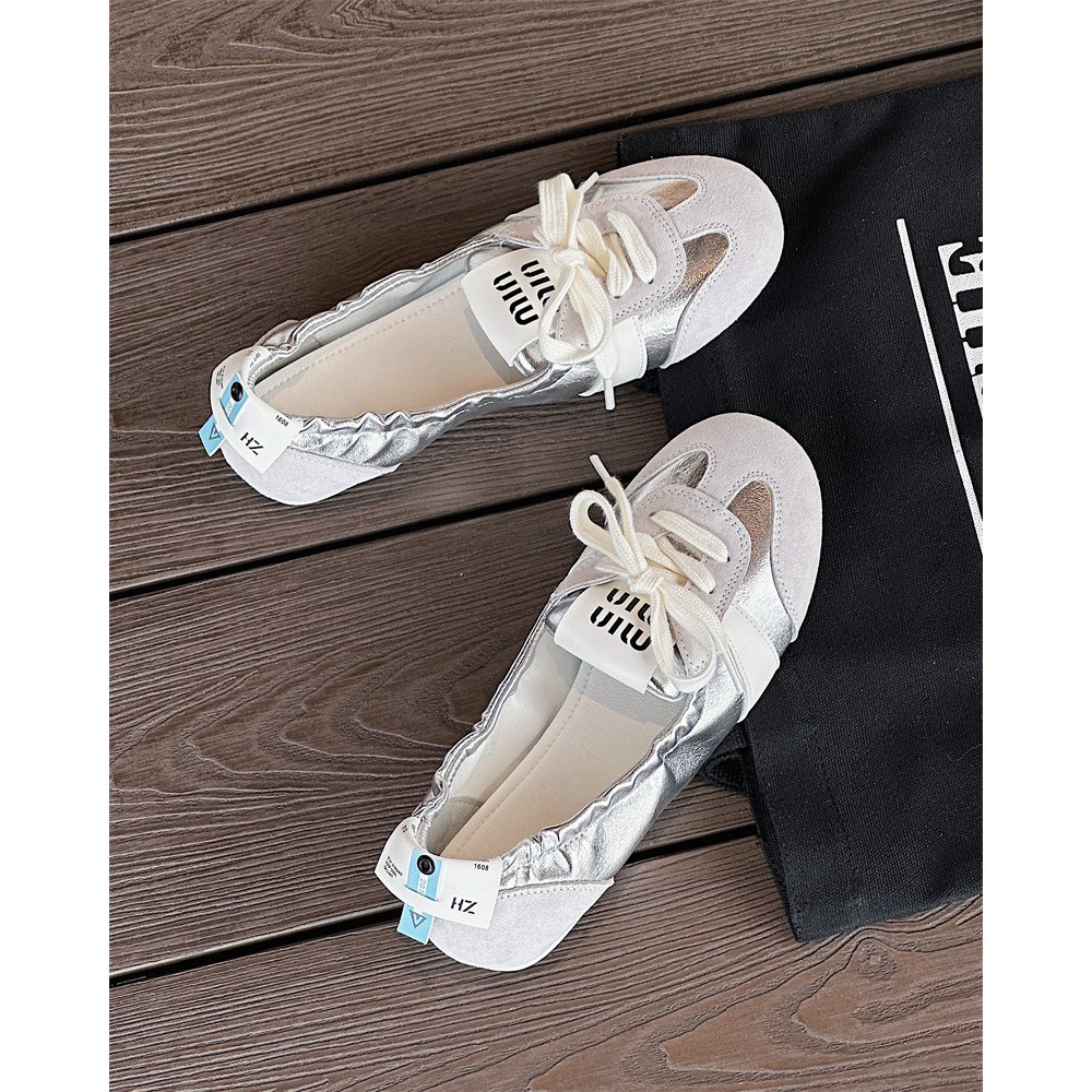 Fashionable And Versatile Womens Summer Casual Ballet Shoes Lightweight White Trainer Flats In Smal 8