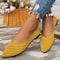 Casual Women Flats Pointed Toe Slip-On Shoes, Solid Color Breathable Loafers for Work and Daily Wear