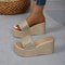 Wedges Slippers for Women, Summer Platform Sandals with Chunky Golden Round Head and Thick Sole Comfort