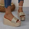 Wedges Slippers for Women, Summer Platform Sandals with Chunky Golden Round Head and Thick Sole Comfort
