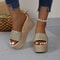 Wedges Slippers for Women, Summer Platform Sandals with Chunky Golden Round Head and Thick Sole Comfort