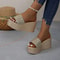 Wedges Slippers for Women, Summer Platform Sandals with Chunky Golden Round Head and Thick Sole Comfort