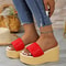 Wedges Slippers for Women, Summer Platform Sandals with Chunky Golden Round Head and Thick Sole Comfort