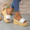 Wedges Slippers for Women, Summer Platform Sandals with Chunky Golden Round Head and Thick Sole Comfort