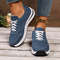Womens Blue Denim Thick Sole Sneakers, Fashion Lace Up Platform Casual Sports