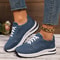 Womens Blue Denim Thick Sole Sneakers, Fashion Lace Up Platform Casual Sports
