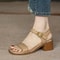 Vintage Brown Women Sandals Soft Leather Thick Heel Cross Strap Summer Mary Jane High Heels 6