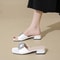 Luxury Summer Women Sandals, Rhinestone Square Top Slippers, Fashion Light Comfort High Heel Flat Shoes