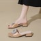Luxury Summer Women Sandals, Rhinestone Square Top Slippers, Fashion Light Comfort High Heel Flat Shoes