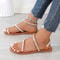 Leather Flat Sandals for Women, New Summer Pearl Sandals, Elegant Beach Flat Shoes for Holiday Wear