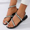 Leather Flat Sandals for Women, New Summer Pearl Sandals, Elegant Beach Flat Shoes for Holiday Wear