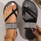 Trendy Sparkle Rhinestone Sandals Summer Women Flat Slippers Dressy Slip On Casual Slides Bling Bea 2