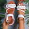 Fashion Flower Wedge Sandals for Women, Summer Casual Sandals, Solid Color Breathable Beach Shoes, Stylish Women Sandals