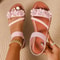 Fashion Flower Wedge Sandals for Women, Summer Casual Sandals, Solid Color Breathable Beach Shoes, Stylish Women Sandals