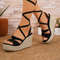 Summer Women Sandals Fashion Band Wedge Sandals Thick Heels Ankle LaceUp Party Wedding Shoes 1
