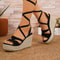 Summer Women Sandals Fashion Band Wedge Sandals Thick Heels Ankle LaceUp Party Wedding Shoes 1