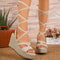 Summer Women Sandals Fashion Band Wedge Sandals Thick Heels Ankle LaceUp Party Wedding Shoes 0