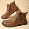 Handmade Mens Genuine Leather Shoes Luxury Ankle Boots Comfortable Slip On Winter Mid Cut Shoes 3