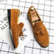 Frosted Leather Tassel Loafers High Quality Mens Slip On Shoes Comfortable Male Driving Flats Allma 0
