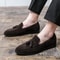 Frosted Leather Tassel Loafers High Quality Mens Slip On Shoes Comfortable Male Driving Flats Allma 1