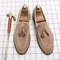 Designer Mens Moccasins, Fashion Brand Men's Suede Tassel Leather Slip-on Shoes, Retro Pointed Banquet Social Driving