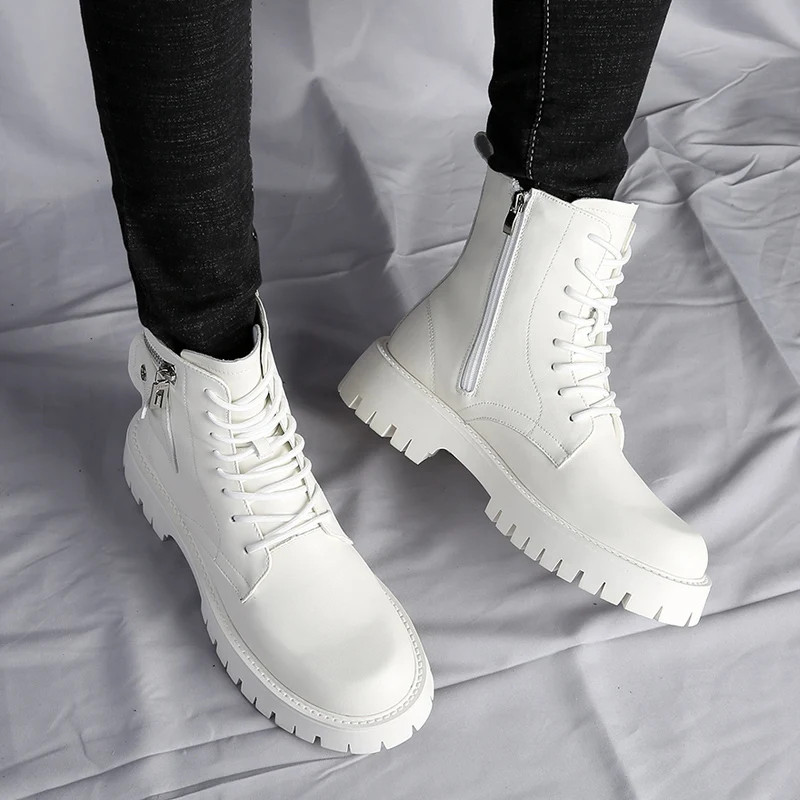 High Quality Mens Chelsea Boots Luxury Leather English Style Thick Sole Famous Brand Casual Shoes 0