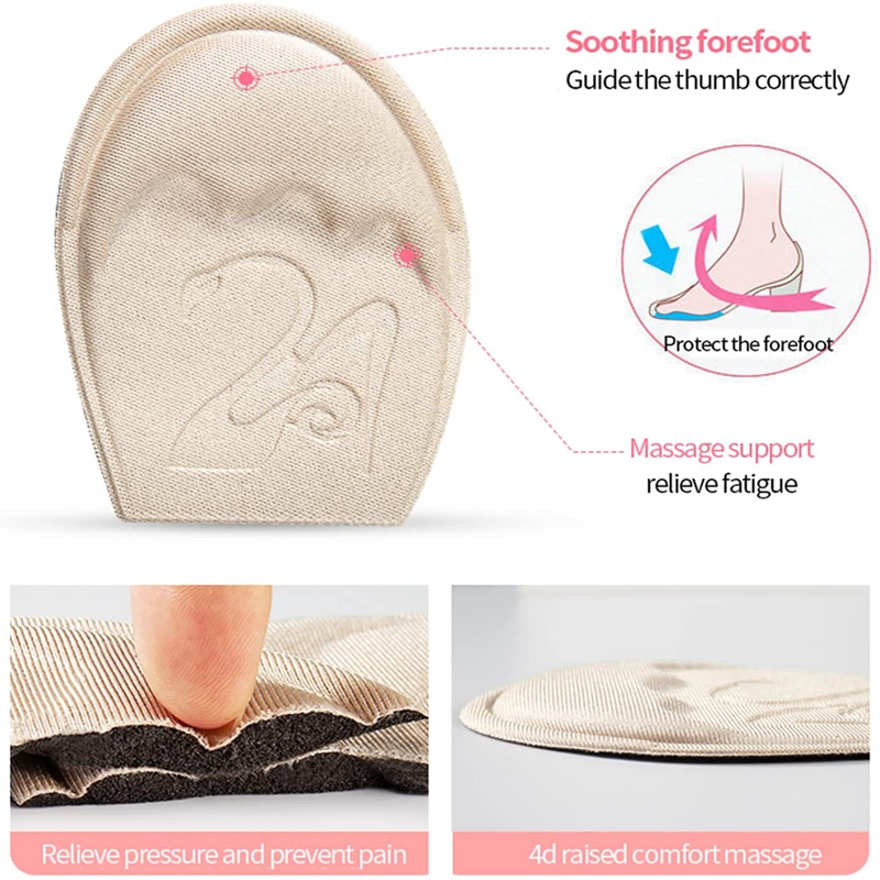 Non Slip Forefoot Cushion Pad, Shoe Inserts Toe Plug, Half Insoles Filler for High Heels, Comfort Pain Relief Support