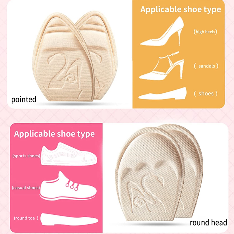 Non Slip Forefoot Cushion Pad, Shoe Inserts Toe Plug, Half Insoles Filler for High Heels, Comfort Pain Relief Support