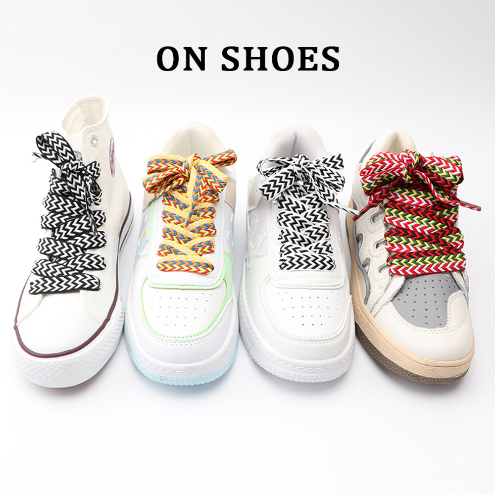 Luxury Wavy Bread Shoe Laces Flat Shoelaces For Sneakers Trend Rope Strings For Stylish Shoes 5