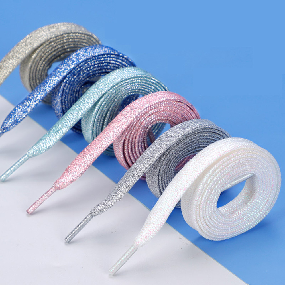 Shiny Flat Glitter Shoelaces Gold Silver Colorful Shoe Strings Athletic Running Sneakers Laces For 3