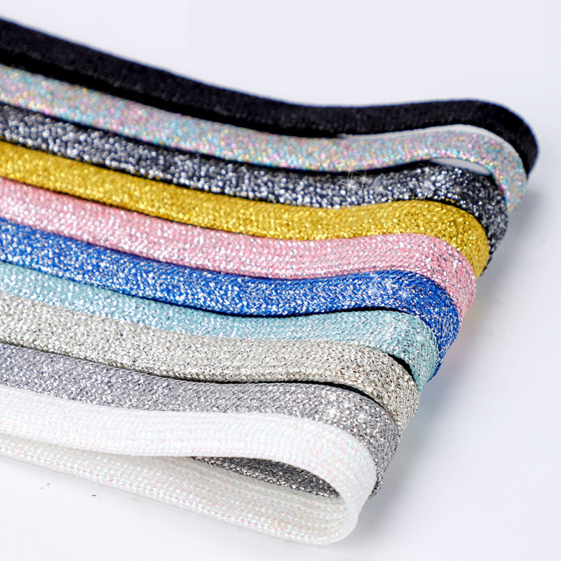 Shiny Flat Glitter Shoelaces Gold Silver Colorful Shoe Strings Athletic Running Sneakers Laces For 4