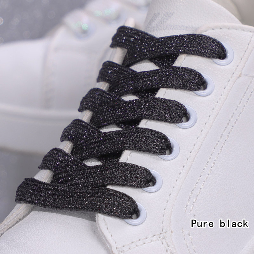 Shiny Flat Glitter Shoelaces Gold Silver Colorful Shoe Strings Athletic Running Sneakers Laces For 7