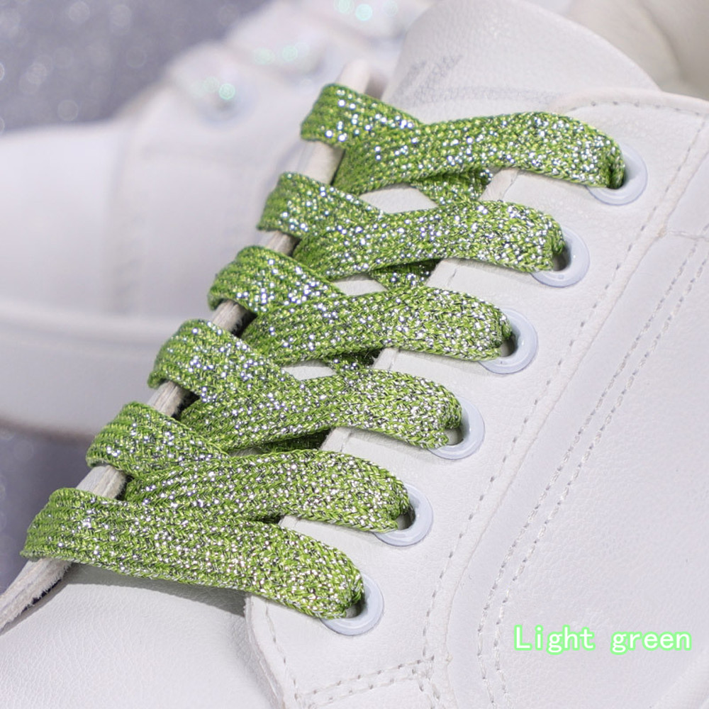 Shiny Flat Glitter Shoelaces Gold Silver Colorful Shoe Strings Athletic Running Sneakers Laces For 9