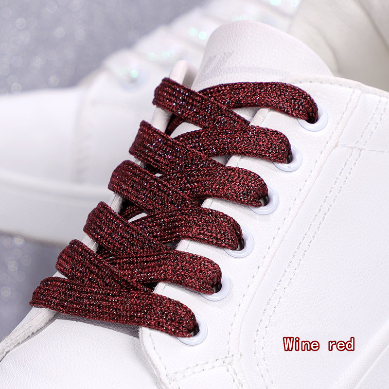 Shiny Flat Glitter Shoelaces Gold Silver Colorful Shoe Strings Athletic Running Sneakers Laces For 11