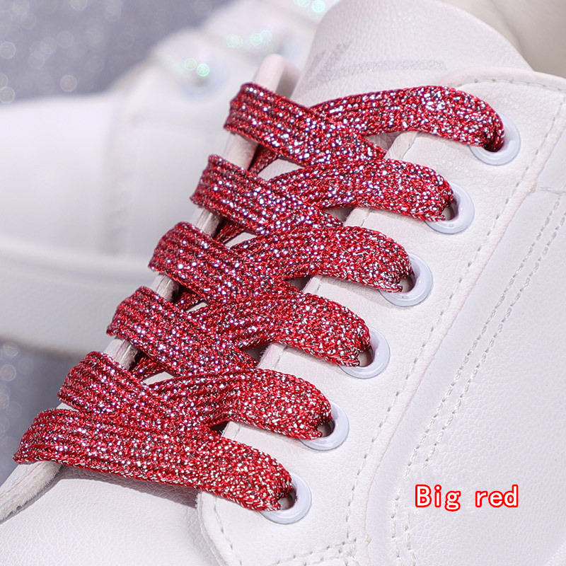Shiny Flat Glitter Shoelaces Gold Silver Colorful Shoe Strings Athletic Running Sneakers Laces For 14