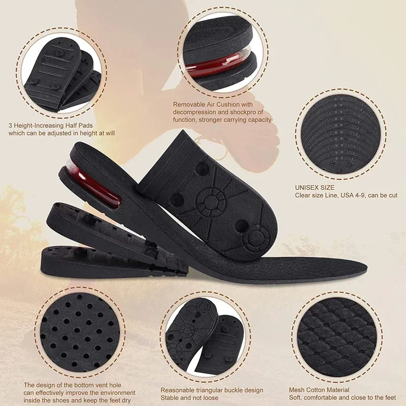 Air Shoe Cushion Height Increase Insoles Adjustable Lift Inserts For Men And Women Invisible CuttoS 1